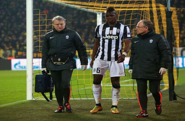 Pogba had to walk out of the game in the first half